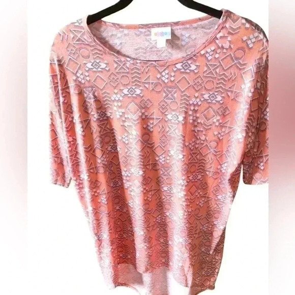 Lularoe Peach & Grey XXS Irma tunic top. Aztec pattern, soft cotton blend..faded - Picture 1 of 7